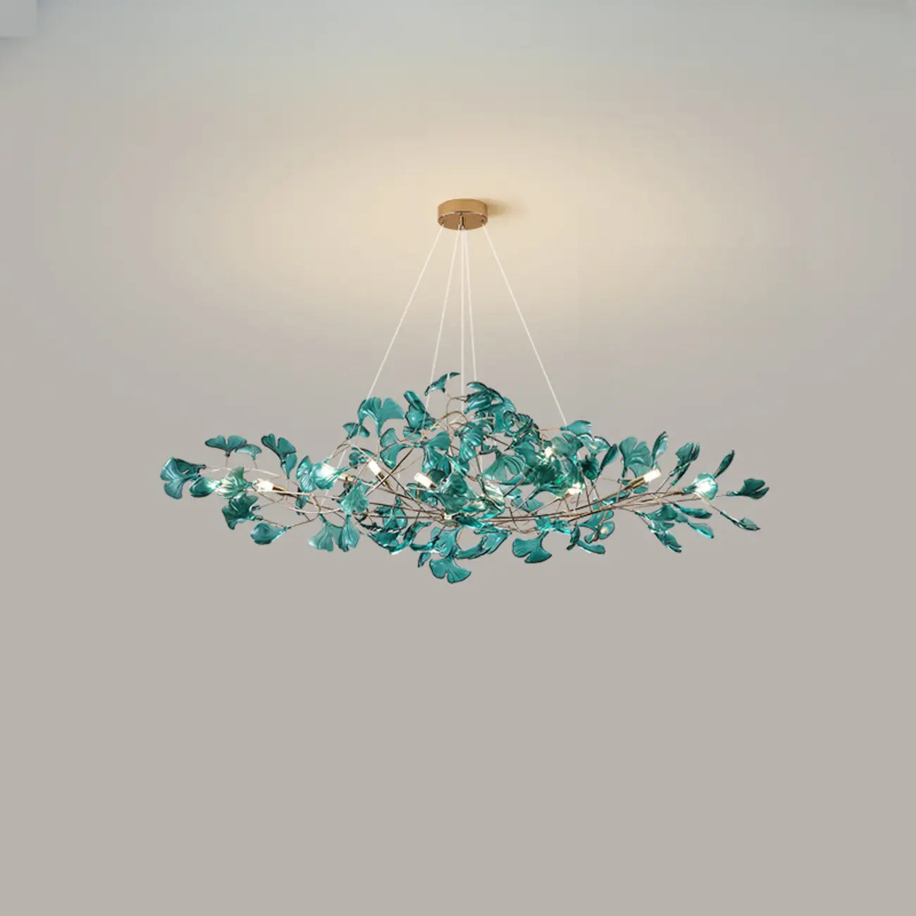 Art Deco Modern Amber Arylic Floral Leaf Chandelier