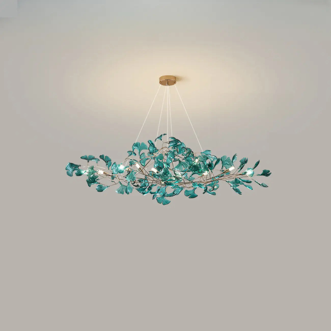 Art Deco Modern Amber Arylic Floral Leaf Chandelier
