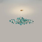 Art Deco Modern Amber Arylic Floral Leaf Chandelier