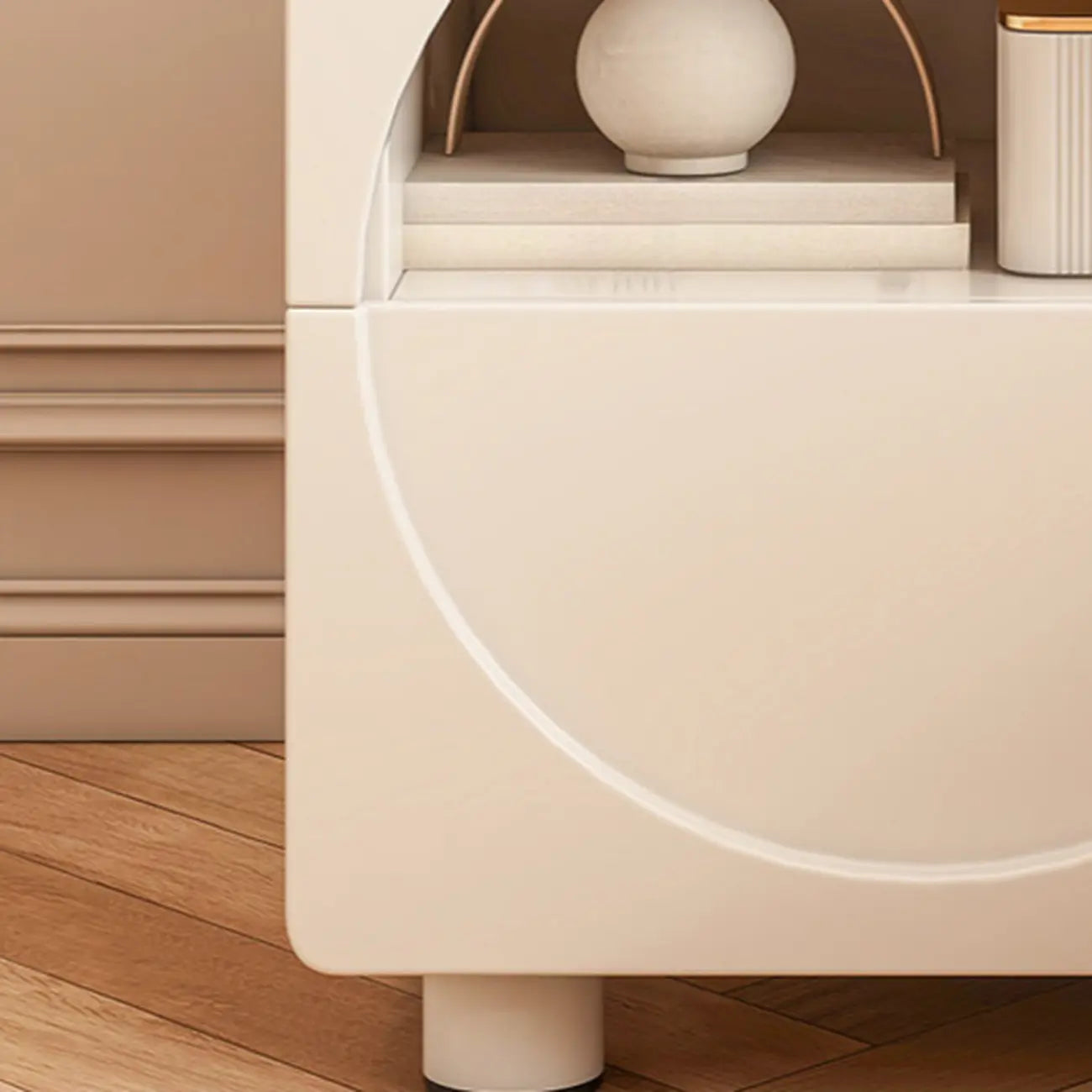 Modern 2-Tier Wooden Small Nightstand in White/Grey