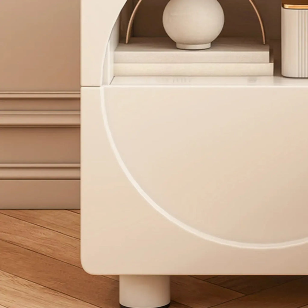Modern 2-Tier Wooden Small Nightstand in White/Grey