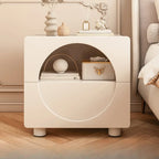 Modern 2-Tier Wooden Small Nightstand in White/Grey