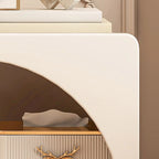 Modern 2-Tier Wooden Small Nightstand in White/Grey