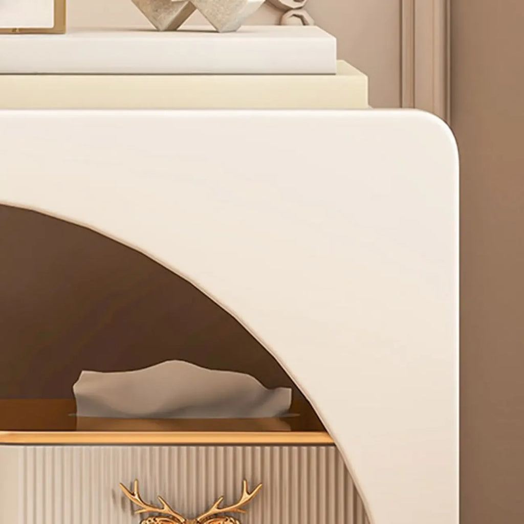 Modern 2-Tier Wooden Small Nightstand in White/Grey