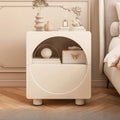 Modern 2-Tier Wooden Small Nightstand in White/Grey