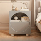 Modern 2-Tier Wooden Small Nightstand in White/Grey