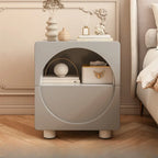 Modern 2-Tier Wooden Small Nightstand in White/Grey