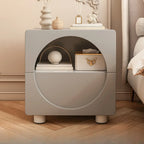 Modern 2-Tier Wooden Small Nightstand in White/Grey