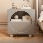Modern 2-Tier Wooden Small Nightstand in White/Grey