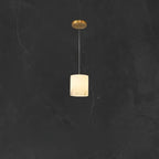 1-Light Gold Stone Square Hanging Pendant Light