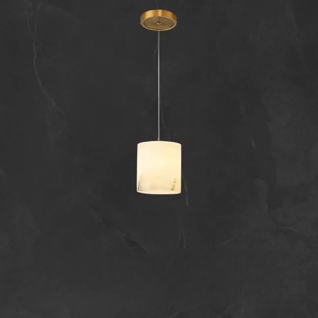 1-Light Gold Stone Square Hanging Pendant Light
