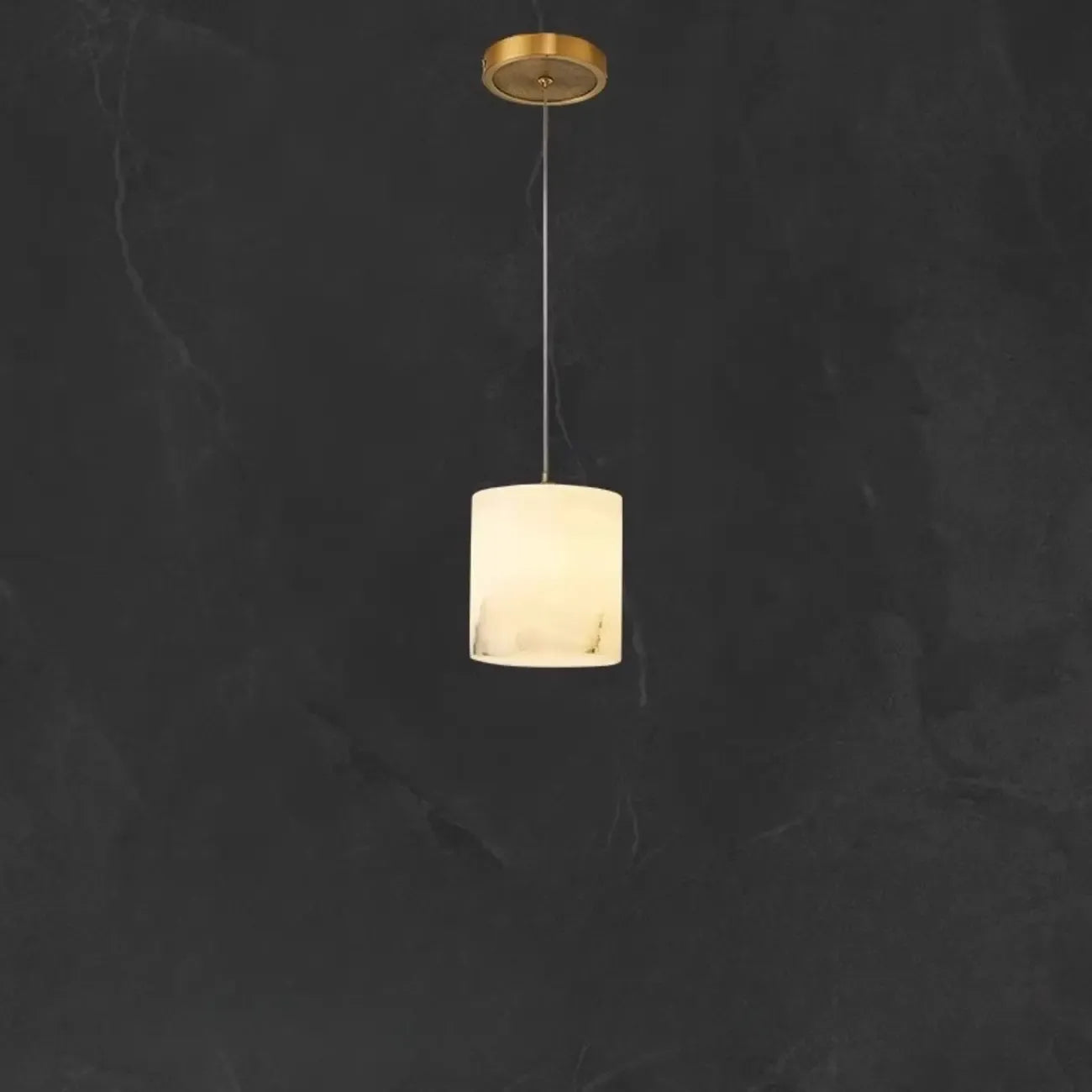 1-Light Gold Stone Square Hanging Pendant Light