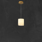 1-Light Gold Stone Square Hanging Pendant Light