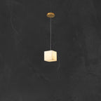 1-Light Gold Stone Square Hanging Pendant Light