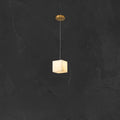 1-Light Gold Stone Square Hanging Pendant Light