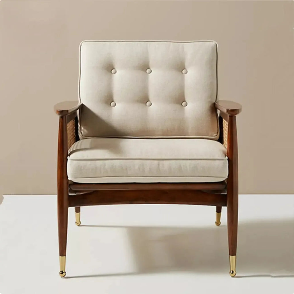 Glam Flannel High Back White Arm Accent Chair