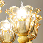 Adjustable Luxury Gold Flower Shape Clear Glass Chandelier
