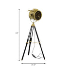 Industrial Gold Metal Tripod Standing Floor Lamp