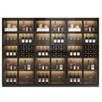 Freestanding Black Wood Glass Door Wine Rack Cabinet