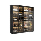 Freestanding Black Wood Glass Door Wine Rack Cabinet