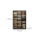 Freestanding Black Wood Glass Door Wine Rack Cabinet