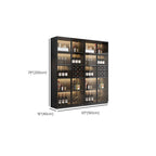 Freestanding Black Wood Glass Door Wine Rack Cabinet