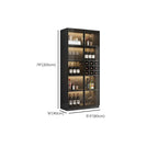 Freestanding Black Wood Glass Door Wine Rack Cabinet