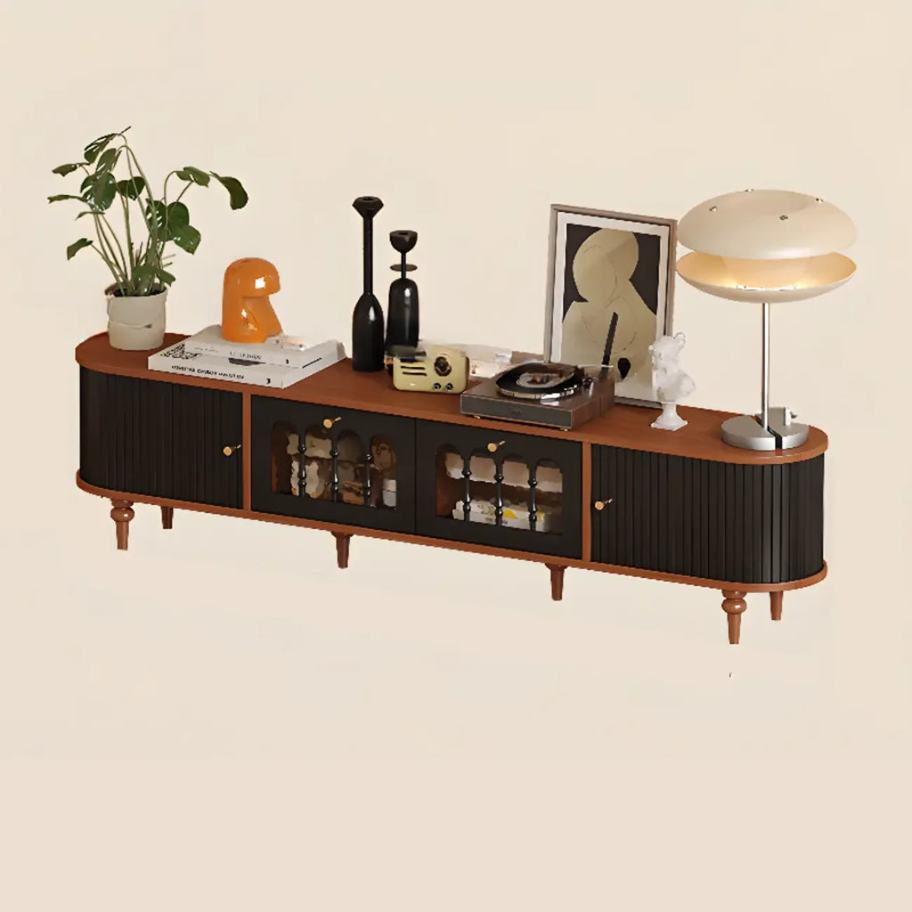 Warm Shaker Wood TV Stand with Cable Management & Light & 4-Cabinet/5 Cabinets/6 Cabinets
