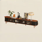 Warm Shaker Wood TV Stand with Cable Management & Light & 4-Cabinet/5 Cabinets/6 Cabinets