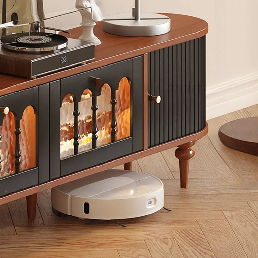 Warm Shaker Wood TV Stand with Cable Management & Light & 4-Cabinet/5 Cabinets/6 Cabinets