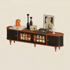 Warm Shaker Wood TV Stand with Cable Management & Light & 4-Cabinet/5 Cabinets/6 Cabinets