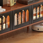 Warm Shaker Wood TV Stand with Cable Management & Light & 4-Cabinet/5 Cabinets/6 Cabinets
