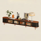 Warm Shaker Wood TV Stand with Cable Management & Light & 4-Cabinet/5 Cabinets/6 Cabinets