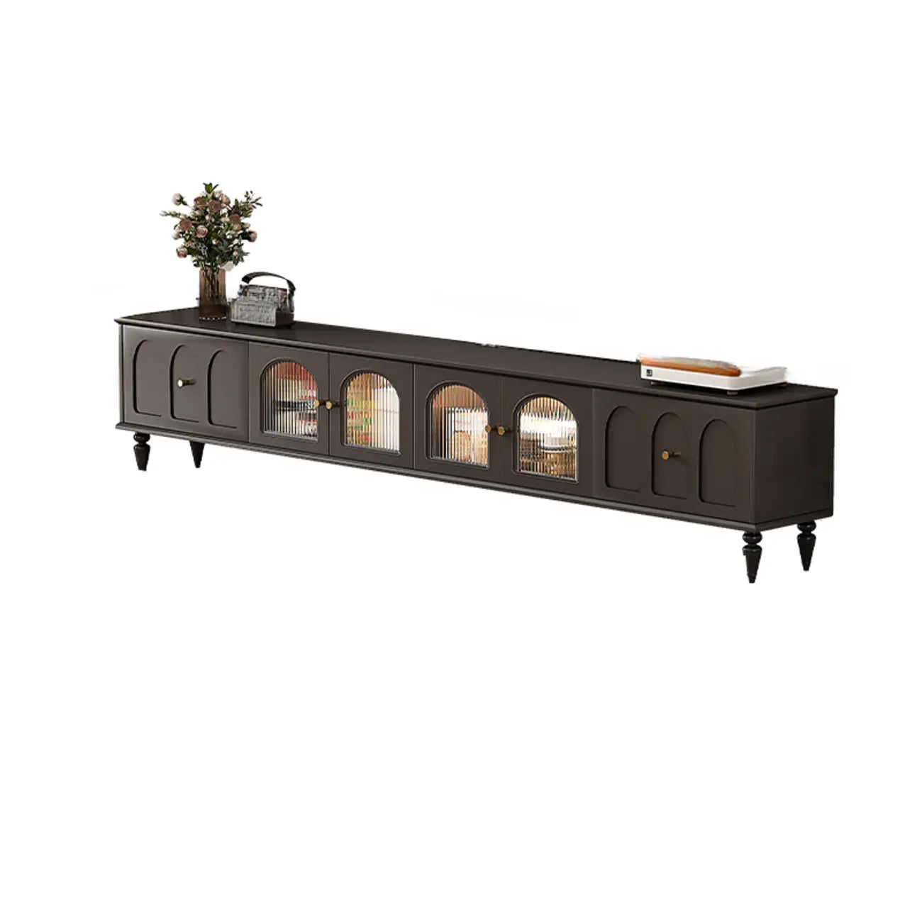 Warm Shaker Wood TV Stand with Cable Management & Light & 4-Cabinet/5 Cabinets/6 Cabinets