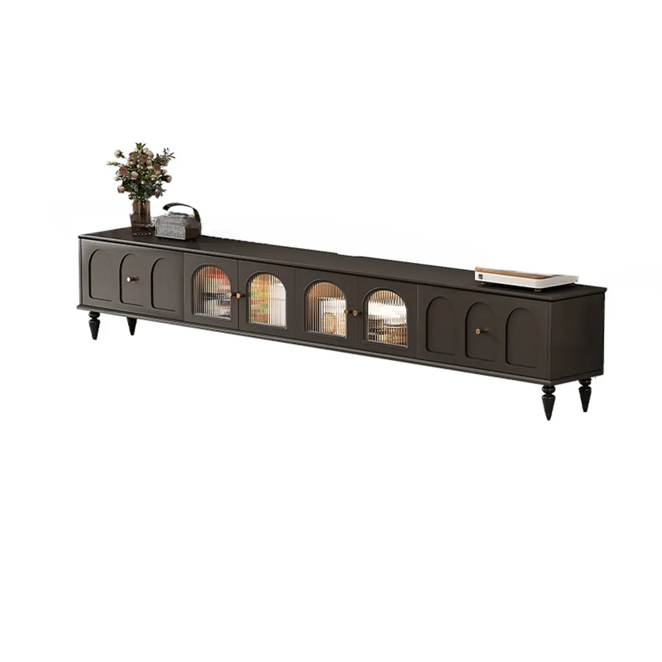 Warm Shaker Wood TV Stand with Cable Management & Light & 4-Cabinet/5 Cabinets/6 Cabinets