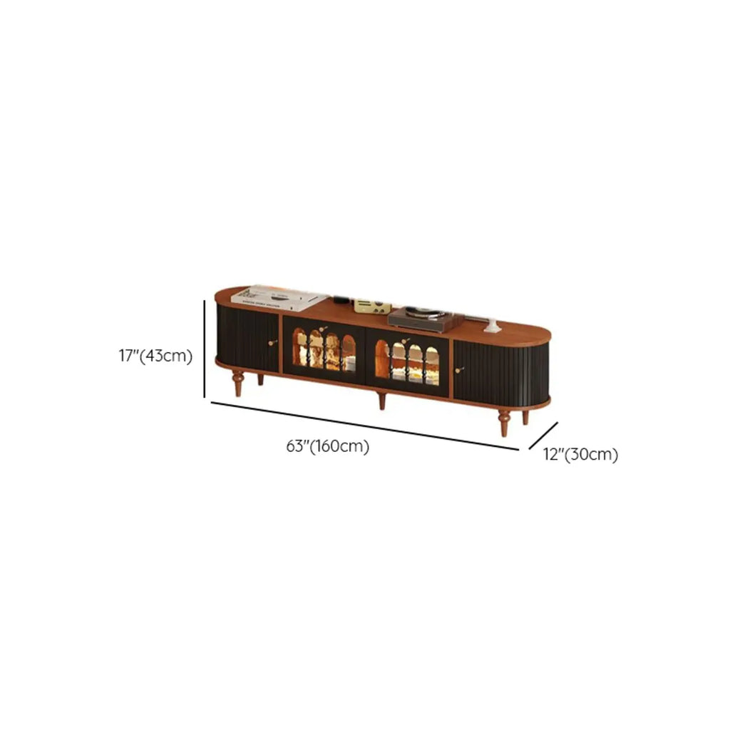Warm Shaker Wood TV Stand with Cable Management & Light & 4-Cabinet/5 Cabinets/6 Cabinets