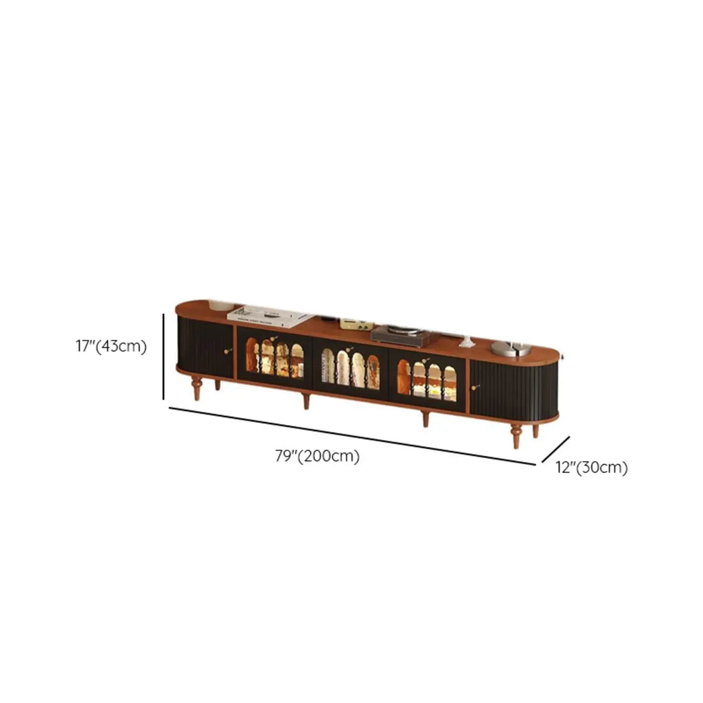 Warm Shaker Wood TV Stand with Cable Management & Light & 4-Cabinet/5 Cabinets/6 Cabinets