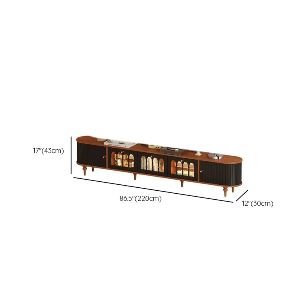 Warm Shaker Wood TV Stand with Cable Management & Light & 4-Cabinet/5 Cabinets/6 Cabinets
