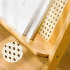 Glass and Wood Modern Foldable End Table with Rack