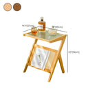 Glass and Wood Modern Foldable End Table with Rack