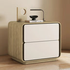 Modern Faux Leather Wood Top 2 Drawers Nightstand
