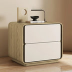 Modern Faux Leather Wood Top 2 Drawers Nightstand