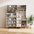 Multi-Functional White Wood Arched Glass Door Sideboard Cabinet
