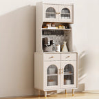 Multi-Functional White Wood Arched Glass Door Sideboard Cabinet
