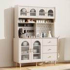 Multi-Functional White Wood Arched Glass Door Sideboard Cabinet
