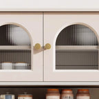 Multi-Functional White Wood Arched Glass Door Sideboard Cabinet