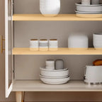 Multi-Functional White Wood Arched Glass Door Sideboard Cabinet