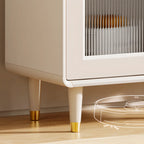 Multi-Functional White Wood Arched Glass Door Sideboard Cabinet