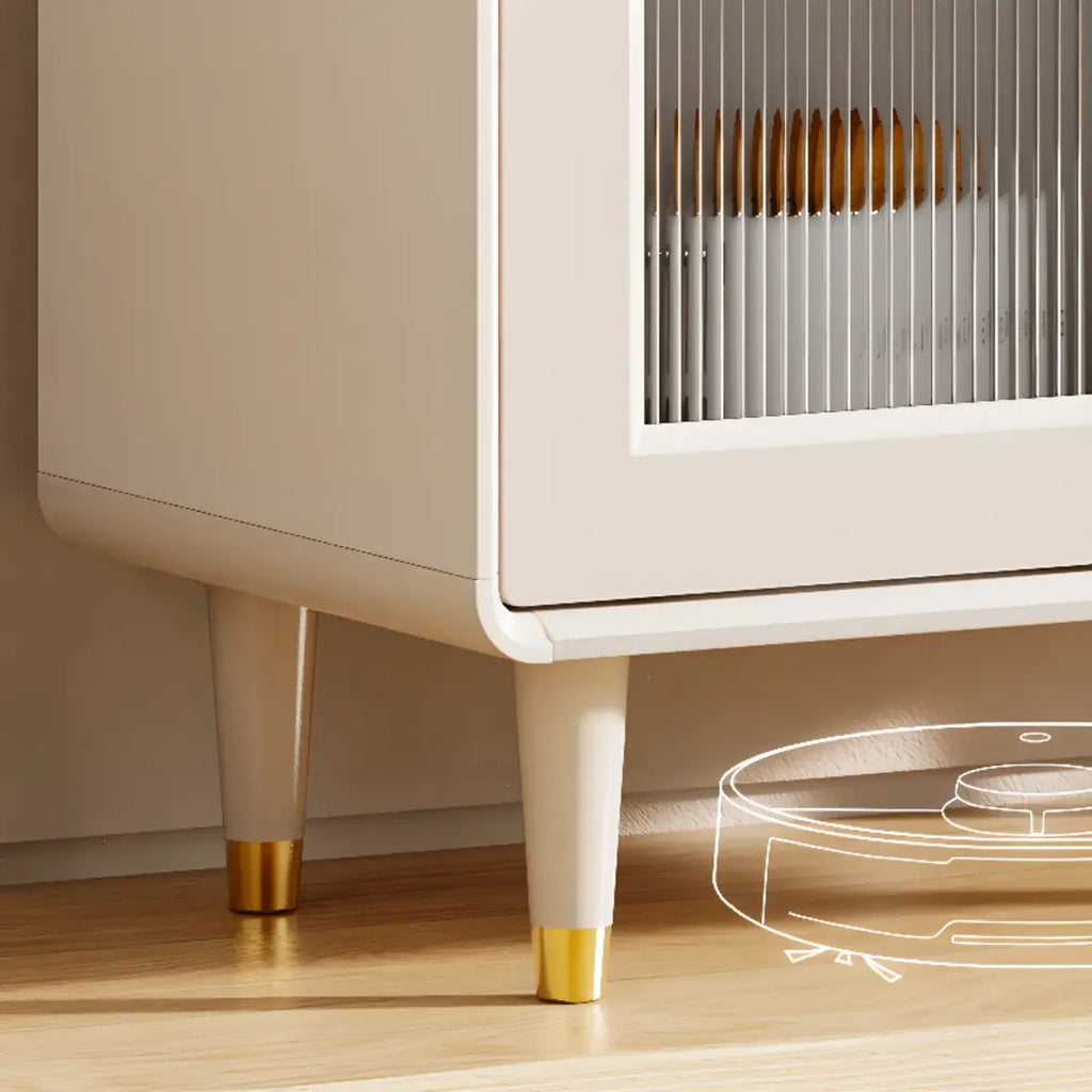Multi-Functional White Wood Arched Glass Door Sideboard Cabinet