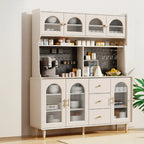 Multi-Functional White Wood Arched Glass Door Sideboard Cabinet